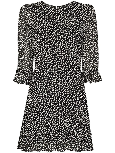 reformation black and white mini dress Kaylia Puff-sleeve Mini Dress