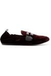 Lanvin Patent Leather-trimmed Velvet Loafers In Bordeaux