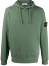 Stone Island Cotton Logo Patch Regular Fit Hoodie In Sage