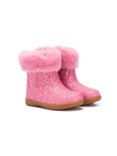 Ugg Kids' Metallic Leopard Print Boots In Pink