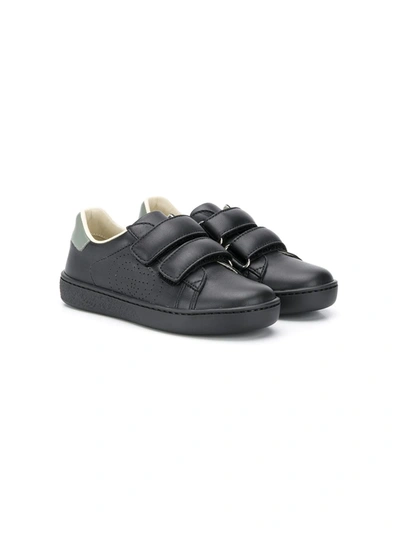 Gucci Teen Touch Strap Trainers In Black/ Grey