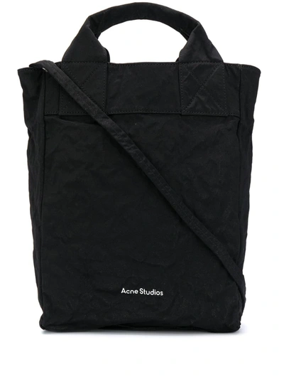 Acne Studios Crinkled Cotton And Nylon-blend Tote Bag In Black