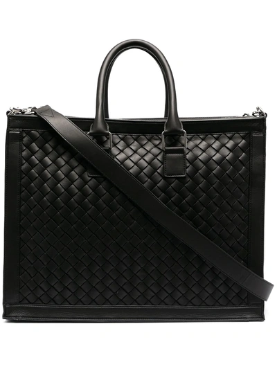 Bottega Veneta Intrecciato Weave Briefcase Bag In Black