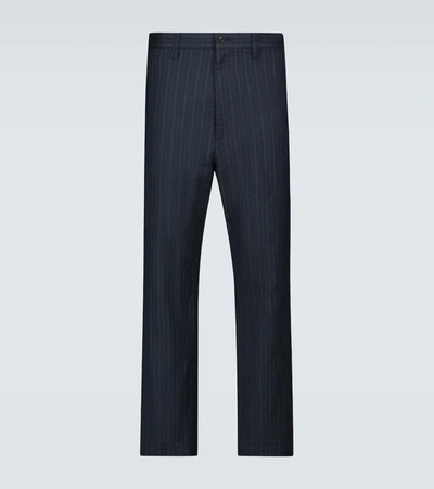 Junya Watanabe Garment-dyed Pinstriped Woven Suit Trousers In Multicolor