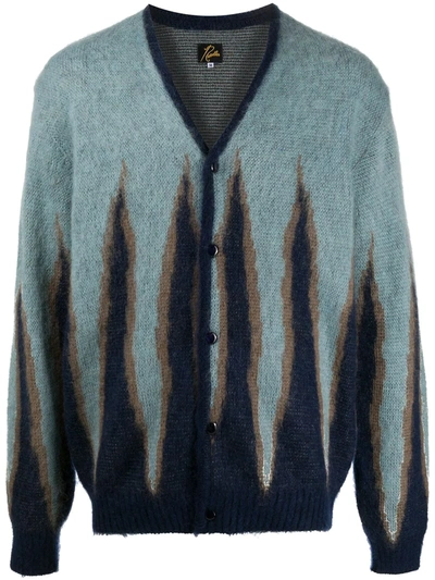 Needles Flame-jacquard Mohair-blend Cardigan In Blue | ModeSens Needles Flame-jacquard Mohair-blend Cardigan In Blue | ModeSens