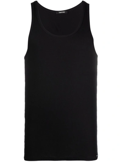 Tom Ford Ribbed Cotton And Modal-blend Tank Top In Black