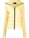 Moncler Stretch Techno & Nylon Down Jacket In Yellow
