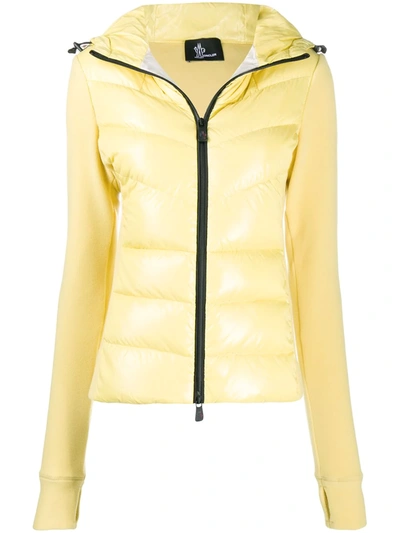 Moncler Stretch Techno & Nylon Down Jacket In Yellow