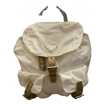 Pre-owned Prada Cloth Backpack In White