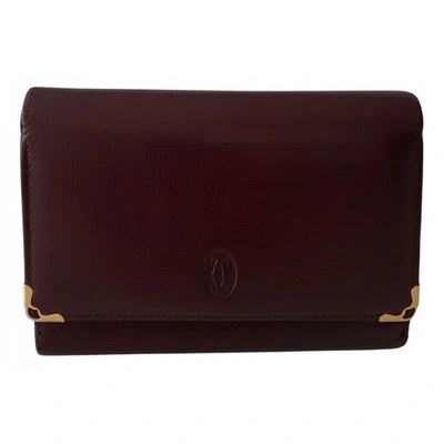Pre-owned Cartier Leather Wallet In Burgundy
