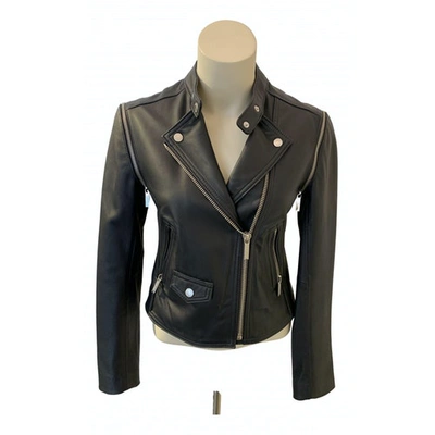 Pre-owned Michael Kors Navy Leather Leather Jacket
