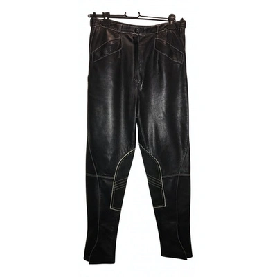 Pre-owned Jean Paul Gaultier Leather Trousers In Black