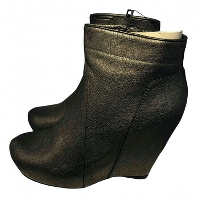 Pre-owned Rick Owens Leather Ankle Boots In Metallic