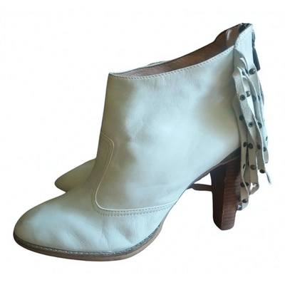 Pre-owned Tommy Hilfiger Leather Ankle Boots In White