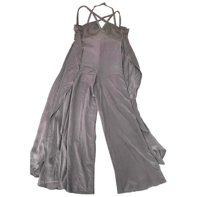 Pre-owned Bcbg Max Azria Silk Jumpsuit In Brown
