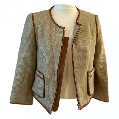Pre-owned By Malene Birger Linen Short Waistcoat In Beige