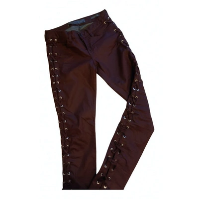 Pre-owned Guess Slim Trousers In Burgundy