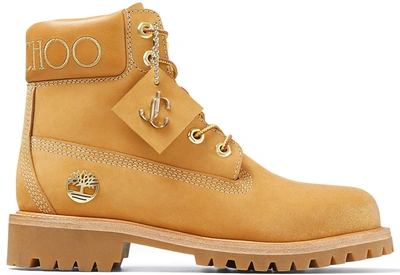 Pre-owned Timberland 6" Boot Jimmy Choo Premium Wheat Gold Glitter (women's) In Wheat/gold