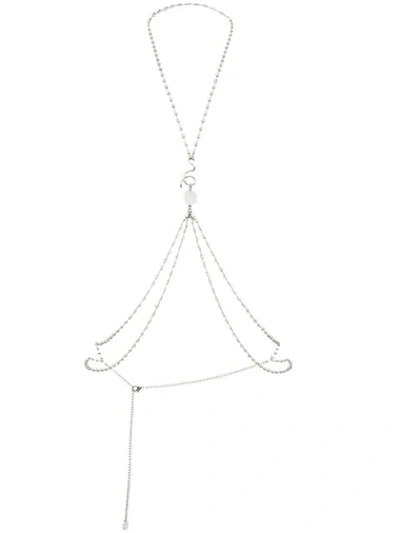 Panconesi Crystal-embellished Body Chain In Silver ,white