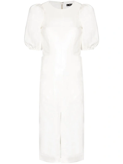 Rotate Birger Christensen Katarina Pouf Sleeve Midi Dress In White