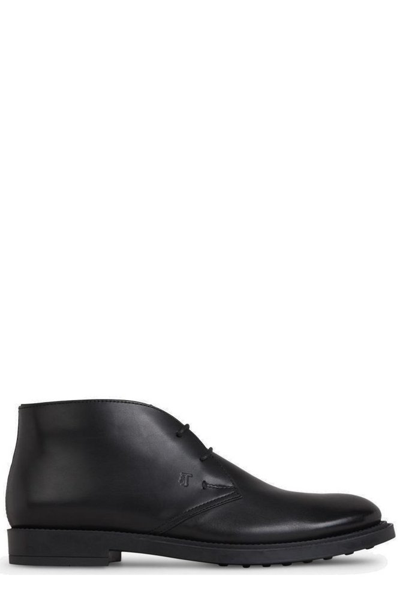 Tod's Leather Desert Boots In Black