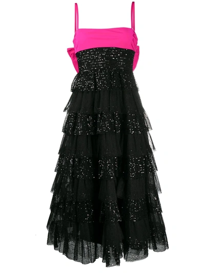 Red Valentino Sequinned Flared Dress In Black