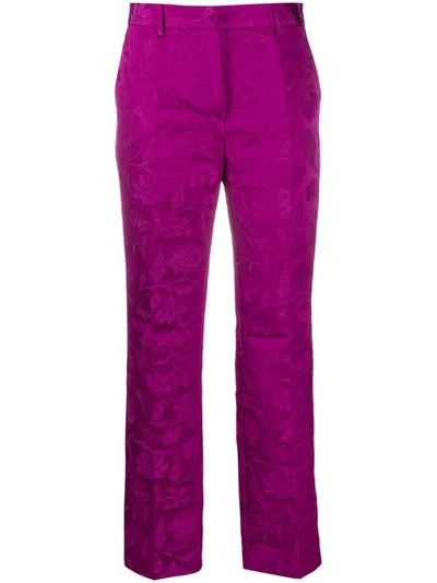 Alberta Ferretti Floral Jacquard Tailored Trousers In Purple