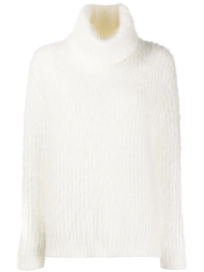 Tom Ford Fuzzy Turtleneck Jumper In White