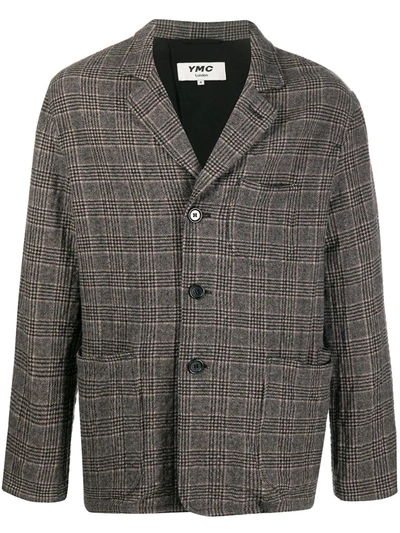 Ymc You Must Create Plaid Check Blazer In Brown