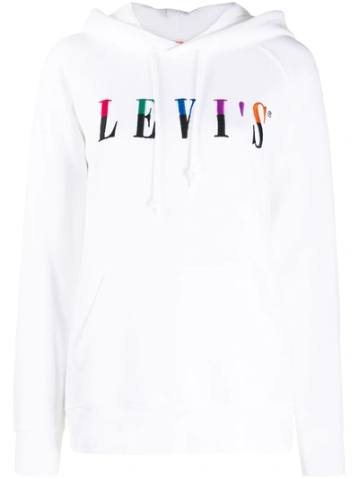 Levi's Logo Print Hooded Sweatshirt In White