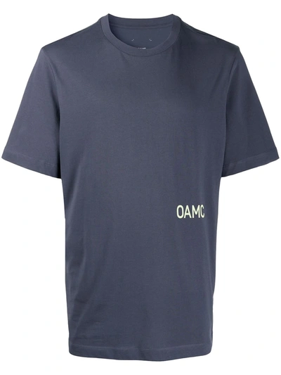 Oamc Graphic Print Crewneck T-shirt In Blue