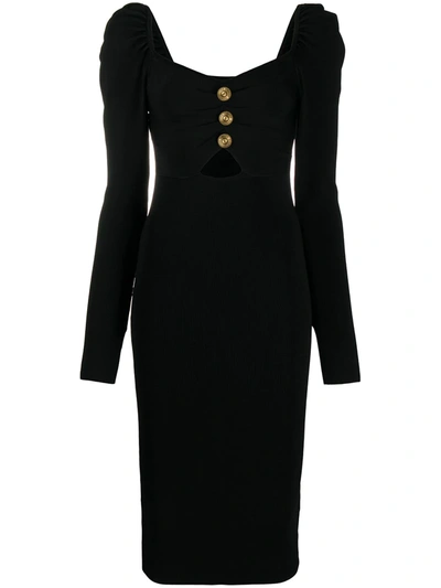 Versace Jeans Couture Sweetheart Neck Fitted Dress In Black