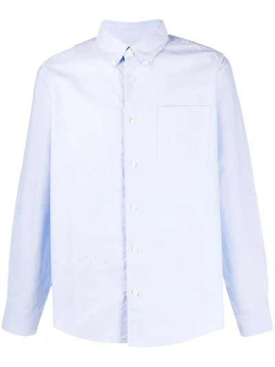 Visvim Elbow-patch Cotton Shirt In Blue