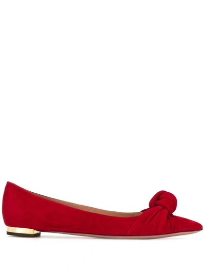 Aquazzura Knot-detail Ballerina Shoes In Red