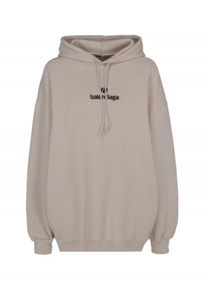 Balenciaga Oversized Hoodie In Chalky White/black