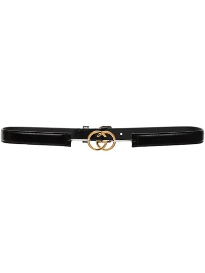 Gucci Interlocking Gg Leather Belt In Black