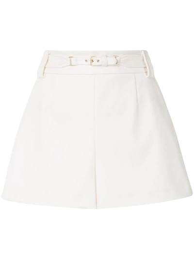 Red Valentino Belted Flared Shorts In White