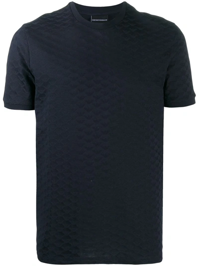 Emporio Armani Embossed Logo Cotton T-shirt In Blue