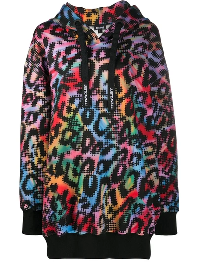 Just Cavalli Oversized Leopard Print Hoodie In Red