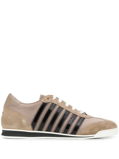 Dsquared2 Tennis Striped Sneakers In Neutrals