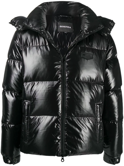 Duvetica Padded Hooded Puffer Jacket In Black