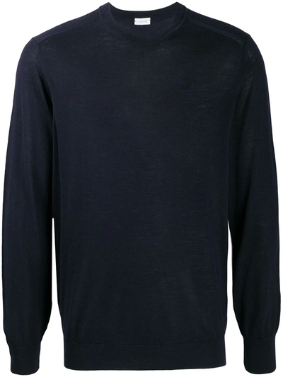 Caruso Round Neck Wool Jumper In Blue