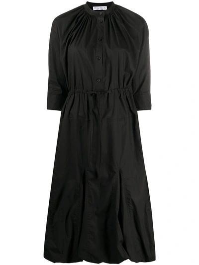 Jw Anderson Flared Bubble Hem Midi Dress In Black