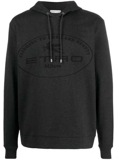Etro Logo-print Hooded Sweatshirt In Grey