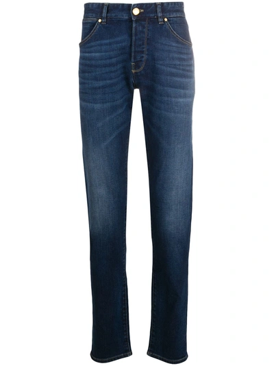 Pt05 Faded Slim-fit Jeans In Blue