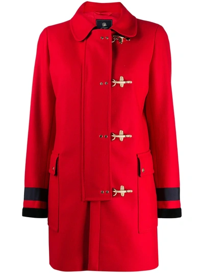 Fay Tailored Toggle-fastening Coat In Red
