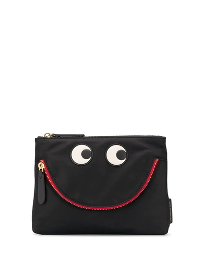 Anya Hindmarch "happy Eyes" Pouch In Black