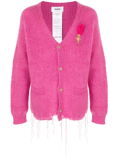 Doublet Oversized Patch Detail Cardigan In Pink