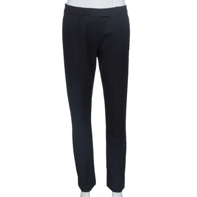 Pre-owned Prada Black Wool Twill Tapered Trousers M