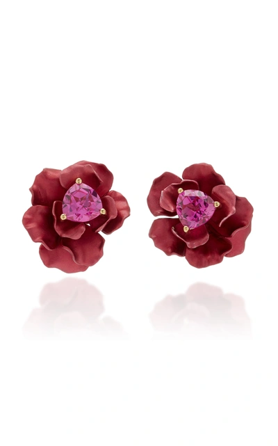 Anabela Chan Ruby 18k Gold Vermeil Sapphire Earrings In Pink